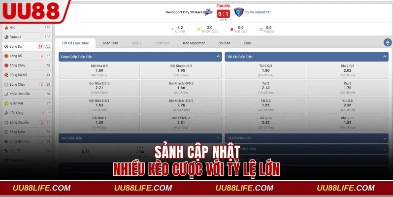 Khám Phá United Gaming UU88 Sảnh Thể Thao Chất Lượng 3 Sảnh cập nhật kèo cược đa dạng với tỷ lệ lớn